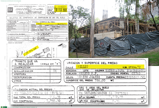 millet72_falso En 1990 simulan tener construido un edificio de 6 niveles con 24 departamentos dentro del Parque Hundido